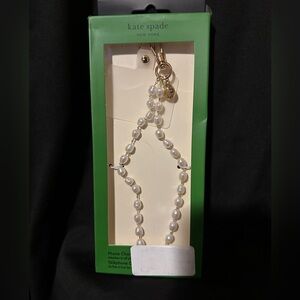Kate Spade Gold and White Pearl phone charm